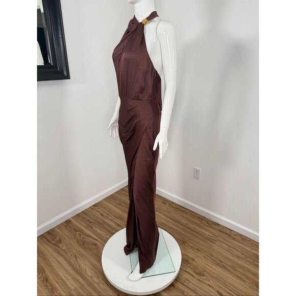 Nicholas the Label Womens Galilea Halter Neck Maxi Dress Dark Plum Size 10 - Picture 8 of 10